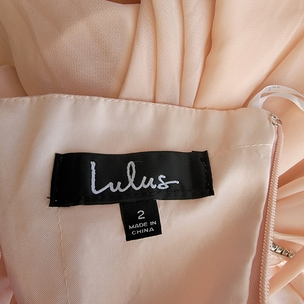Lulus Sz 2 Maxi Dress Blush V-Neck Under Bust Embellished Corset Back Gown Slit - Picture 10 of 11